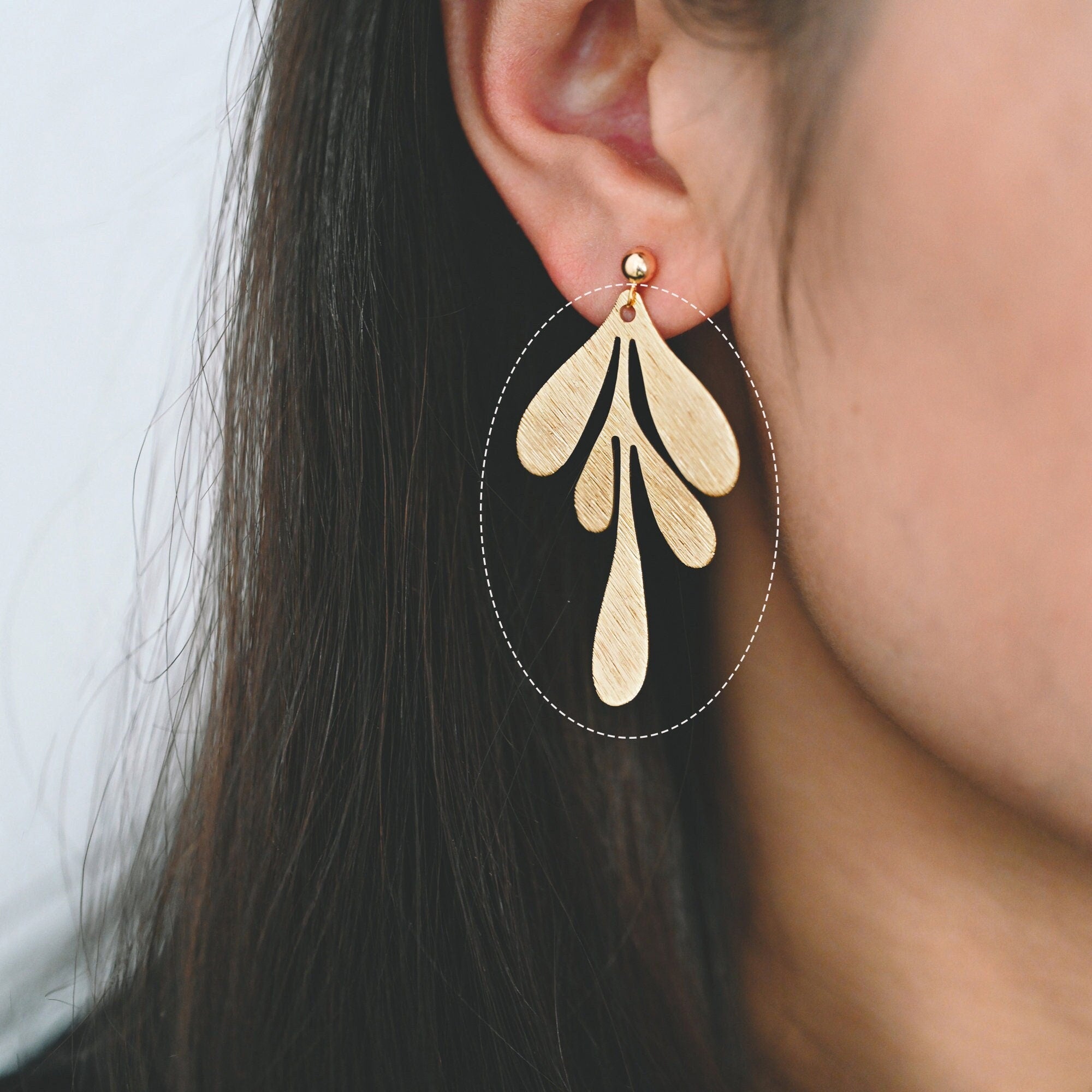 10pcs Gold Brushed Leaf Charm 46x27mm, Real Gold plated Brass, Lead Nickel Free (GB-467-B)